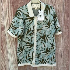 New Free Planet Men’s size M tropical print knit button up polo shirt